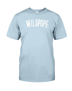 "Wildpope" t shirt (in light blue color) celebrating Pope Leo XIV, a Villanova Wildcat