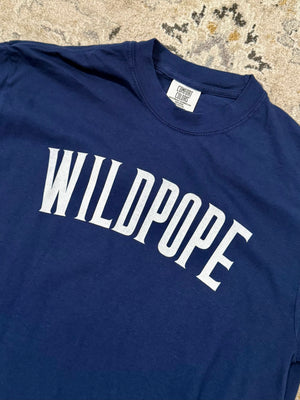 close up of "Wildpope" t shirt celebrating Pope Leo XIV, a Villanova Wildcat