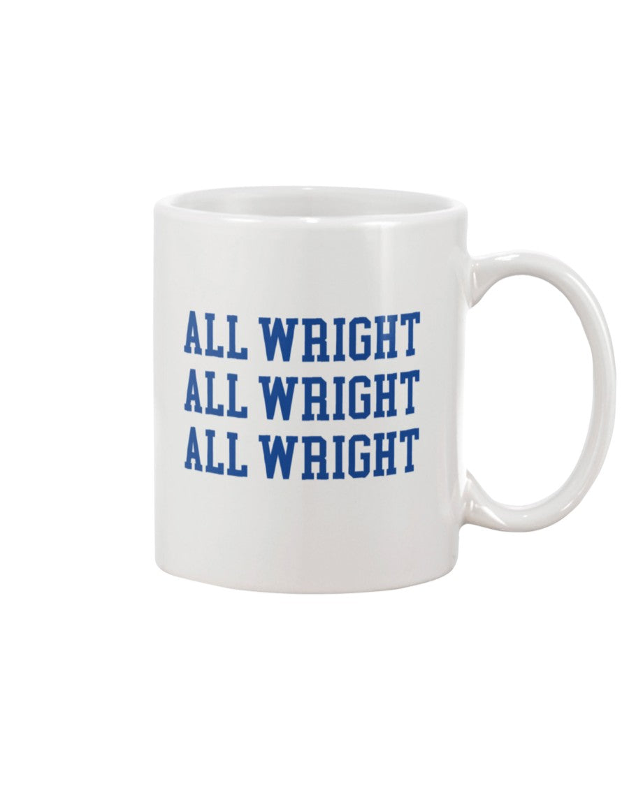 White All Wright Villanova mug with navy letters