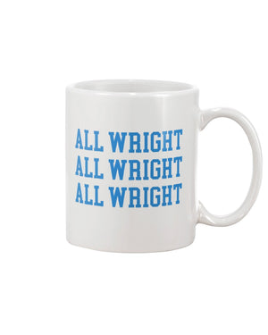 White "All Wright" Villanova Mug with aqua blue lettering